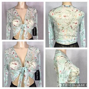 Tango Mango Mesh Floral Crop Top New With Tags